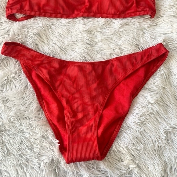NWT SHEKINI Red Ribbed Halter Cheeky Bikini - Picture 5 of 12